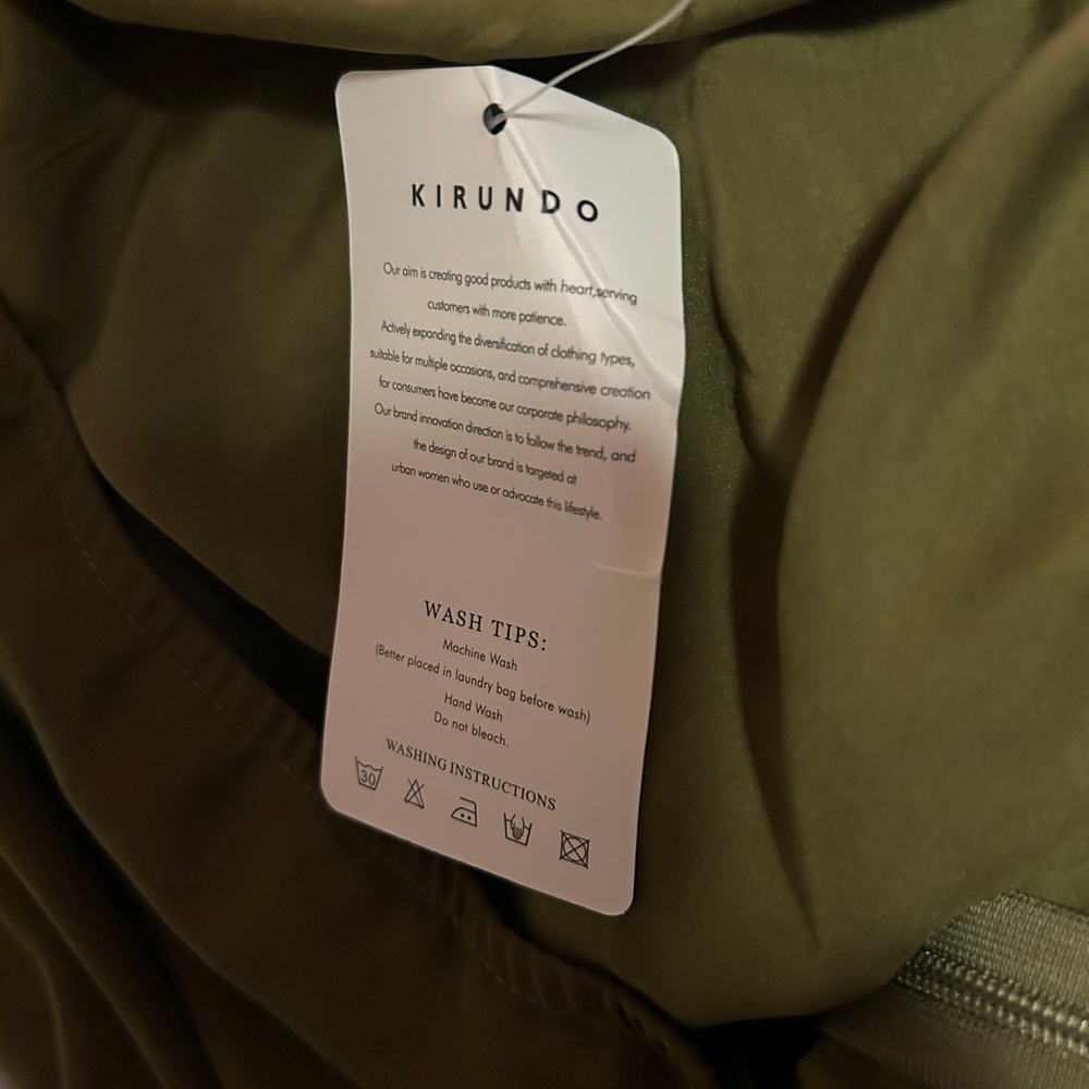 Kirundo Olive Green Off Shoulder Asymmetrical Mini Dress Large - Picture 6 of 9